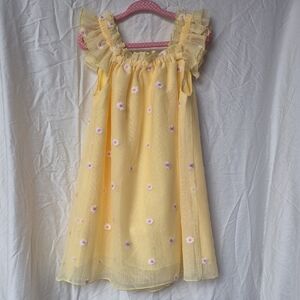 Cat & Jack Light Yellow Dress with Floral Accents 4T